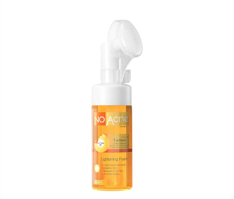 فوم شستشوی صورت براش دار نو آکنه NO Acne مدل روشن کننده زردچوبه حجم 150 میلی لیتر ضمانت اصل بودن کالا